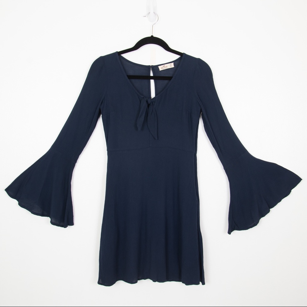 Hollister Navy Blue Long Bell Sleeved Mini Dress